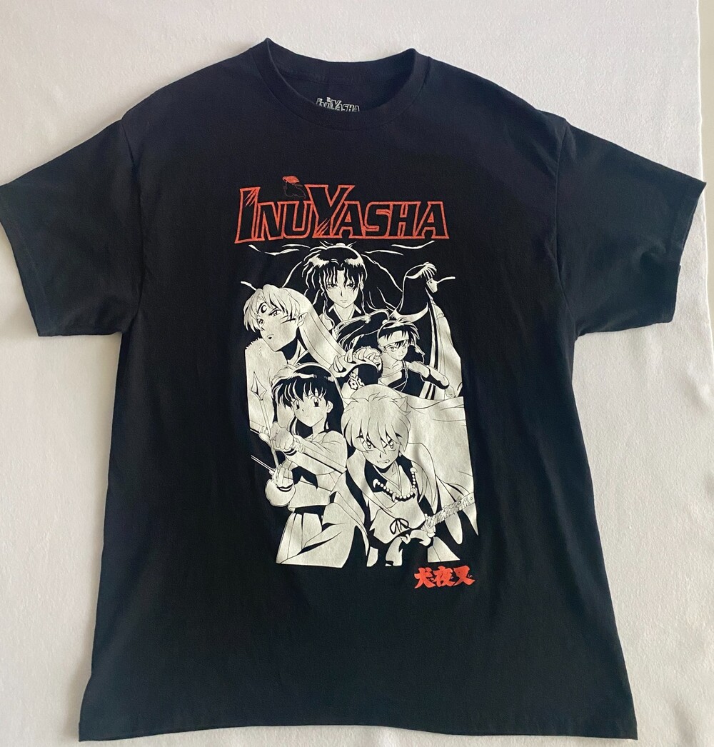 InuYasha Anime T Shirt Large Mens Black Manga Graphic Tee Used